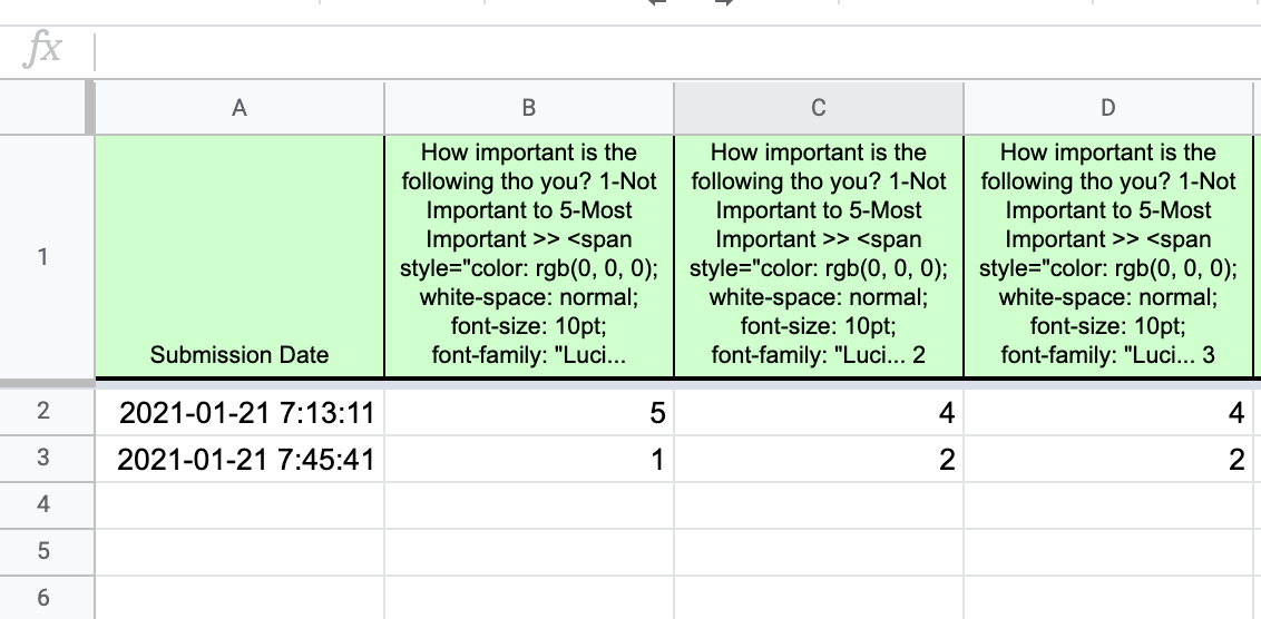 Input Table Integration Google Sheets